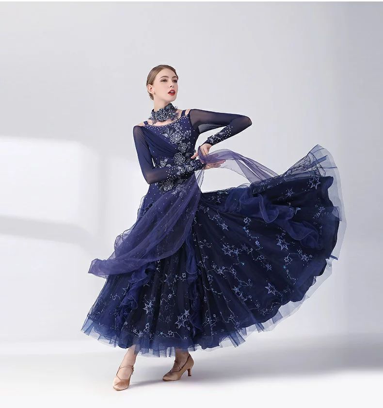 激安セールセール 社交ダンス 衣装 ワンピース 大きい裾 上品 大人 お洒落 ダンス専門服 タンゴ モダンダンス 舞台 演出 イベント衣装 ステージ衣装 ラテンダンス ダンスウエア ダンス競技着 練習