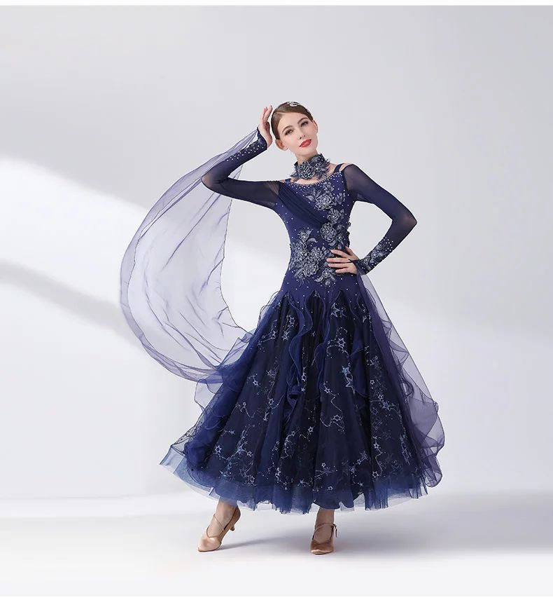 激安セールセール 社交ダンス 衣装 ワンピース 大きい裾 上品 大人 お洒落 ダンス専門服 タンゴ モダンダンス 舞台 演出 イベント衣装 ステージ衣装 ラテンダンス ダンスウエア ダンス競技着 練習