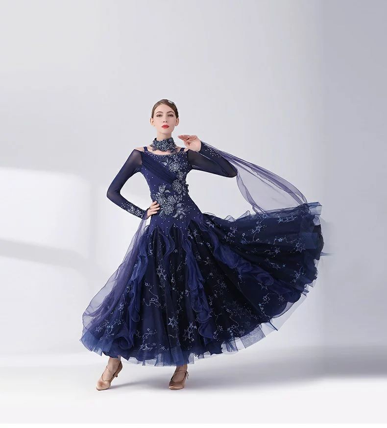 激安セールセール 社交ダンス 衣装 ワンピース 大きい裾 上品 大人 お洒落 ダンス専門服 タンゴ モダンダンス 舞台 演出 イベント衣装 ステージ衣装 ラテンダンス ダンスウエア ダンス競技着 練習
