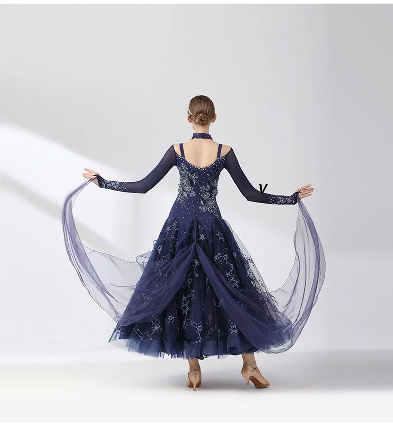 激安セールセール 社交ダンス 衣装 ワンピース 大きい裾 上品 大人 お洒落 ダンス専門服 タンゴ モダンダンス 舞台 演出 イベント衣装 ステージ衣装 ラテンダンス ダンスウエア ダンス競技着 練習