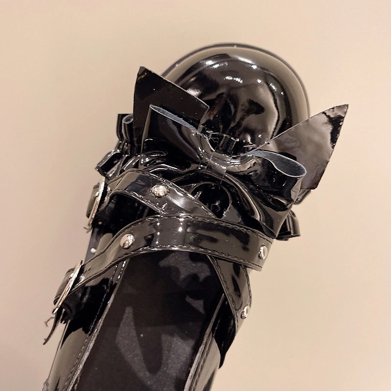 英国調メアリージェーンローファー レトロ厚底 リボン付き 3cm台 ブラック/ブラウン 英国調メアリージェーンローファー レトロ厚底 リボン付き 3cm台 ブラック/ブラウン