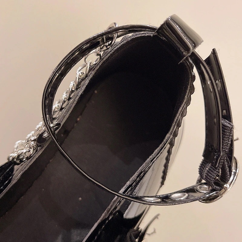 英国調メアリージェーンローファー レトロ厚底 リボン付き 3cm台 ブラック/ブラウン 英国調メアリージェーンローファー レトロ厚底 リボン付き 3cm台 ブラック/ブラウン