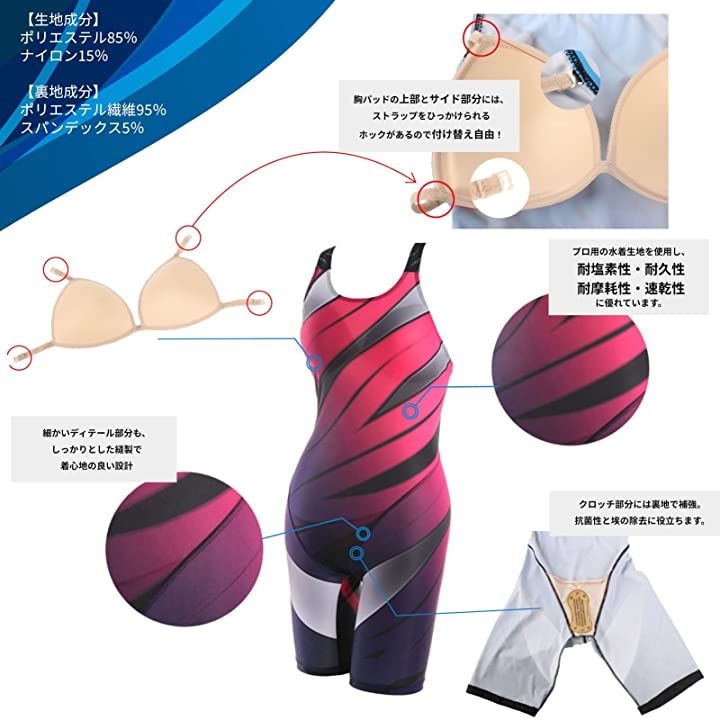 競泳水着 レディース ハーフスパッツ ハーフスーツ 練習用 スリム フィット(ブルー系, XXXLサ