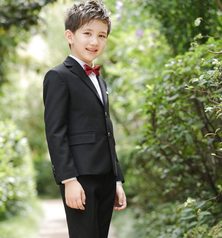男の子子スーツ4点セットジャケット+パンツ+シャツ+蝶結び無地フ