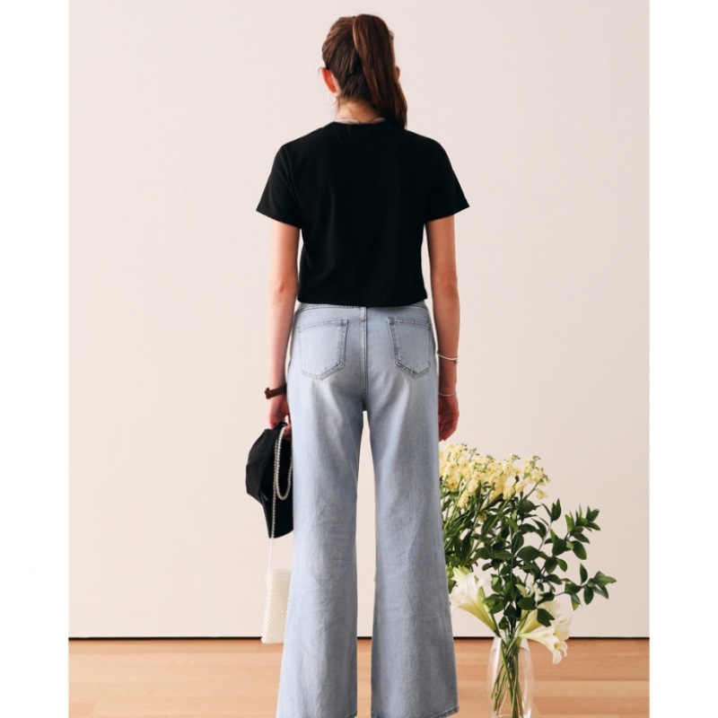 LOSSYROW フラワークロップハーフスリーブ T シャツブラック LOSSYROW フラワークロップハーフスリーブ T シャツブラック