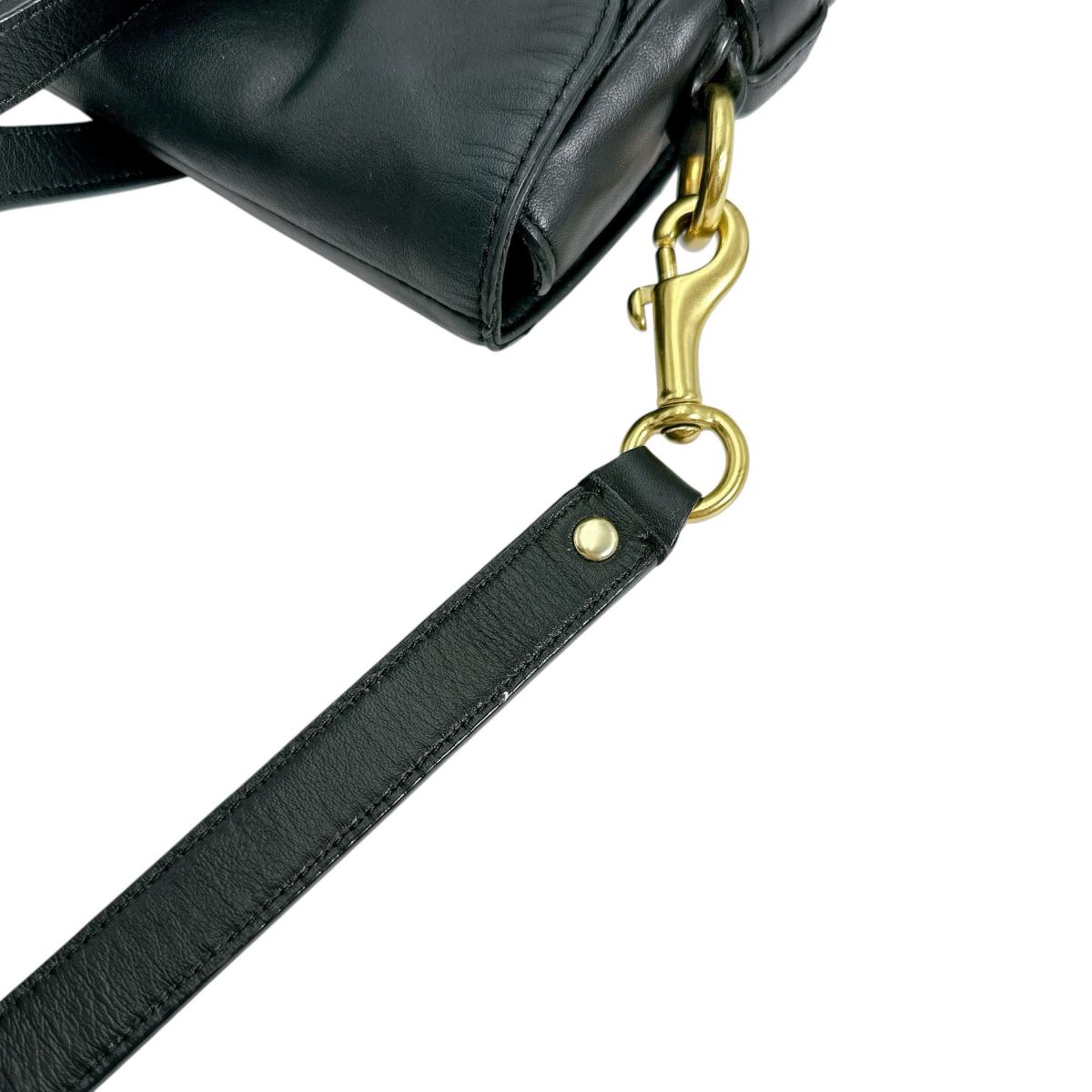 F26127 マグネット式フラップ オールレザー 2wayショルダー ブラック