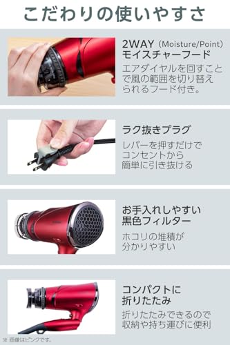 テスコム ヘアドライヤー マイナスイオン 折りたたみ 大風量 速乾 冷温風 ラク抜きプラグ ione パープル TD430B-V/E テスコム ヘアドライヤー マイナスイオン 折りたたみ 大風量 速乾 冷温風 ラク抜きプラグ ione パープル TD430B-V/E