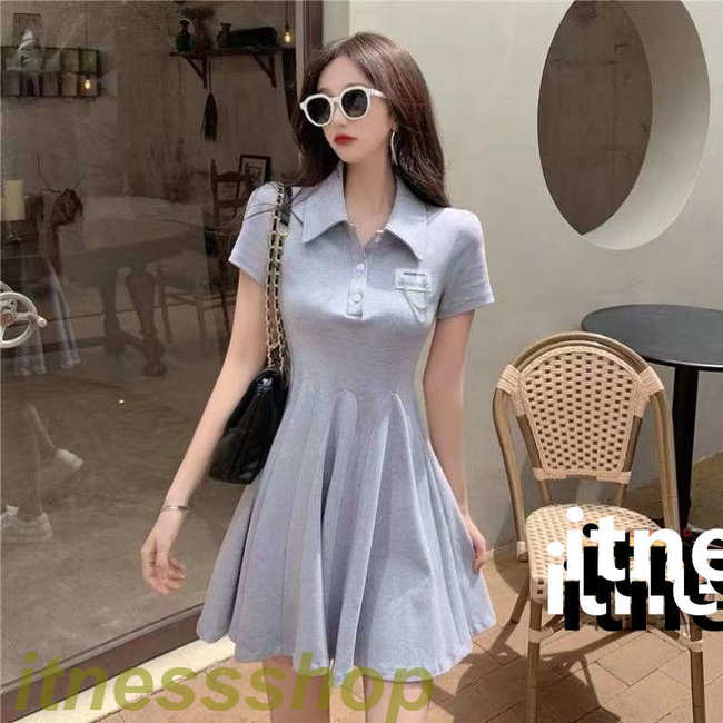 新しい 新品 ポロシャツワンピースレディース 半袖ワンピース シャツワンピース 無地 夏 大きいサイズ 綿 通気吸湿 Aライン 体型カバー 半袖 襟付き スポーツウェアチュニック ゴルフ テニス 夏コ