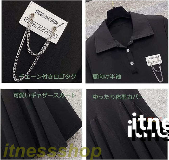 新しい 新品 ポロシャツワンピースレディース 半袖ワンピース シャツワンピース 無地 夏 大きいサイズ 綿 通気吸湿 Aライン 体型カバー 半袖 襟付き スポーツウェアチュニック ゴルフ テニス 夏コ