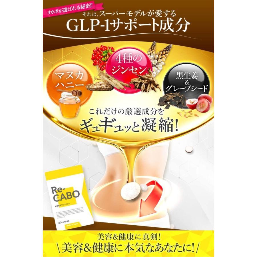 リカボ Re-CABO 30粒 3袋セット ダイエット サポート サプリメント 4種のジンセン 生姜エキス マヌカハニー 食事制限 糖質制限 ジンセン 黒生姜エキス 糖質 代謝 燃焼 脂肪
