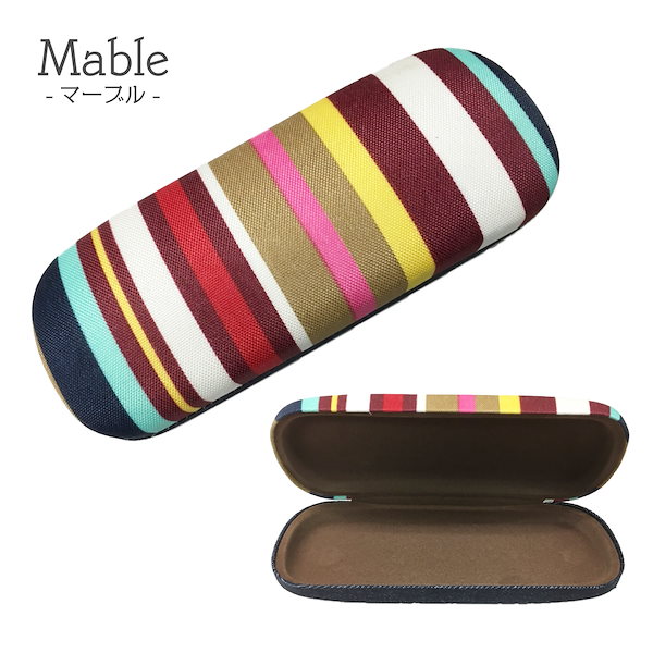 Qoo10] メガネケース メタルハード ストライプ柄