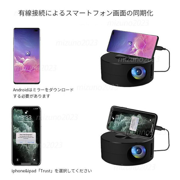ミニ プロジェクター 小型 スマホ Wi-Fi 軽量 8500ルーメン