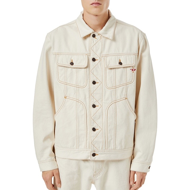 ホワイトデニムジャケット メンズ D-RILEY ワンポイントロゴ刺繍 die-m-o-f8-45x