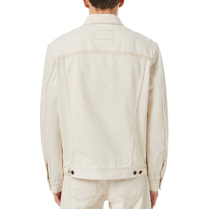 ホワイトデニムジャケット メンズ D-RILEY ワンポイントロゴ刺繍 die