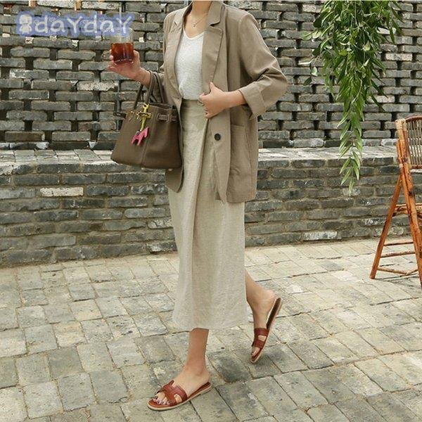 ブレザー スーツ スーツジャケット レディース 秋新作 長袖ブレザー 無地リネンスーツ 40代 カジ