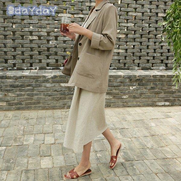 ブレザー スーツ スーツジャケット レディース 秋新作 長袖ブレザー 無地リネンスーツ 40代 カジ