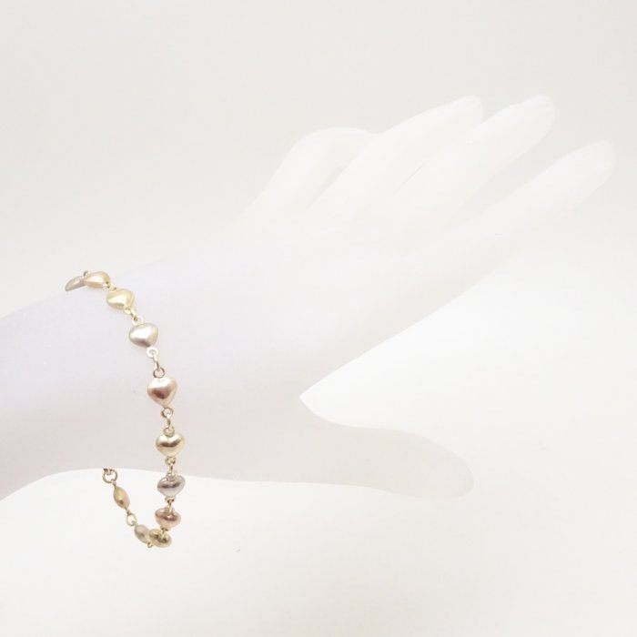 ハートモチーフ ブレスレット K18スリーカラーゴールド/129079【中古】 ハートモチーフ ブレスレット K18スリーカラーゴールド/129079【中古】