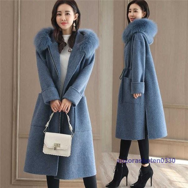 コート レディース ロングコート フード付き ファー付き フェイクファー オーバーコート トレンチ チェスター