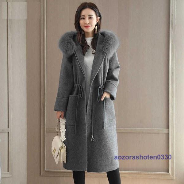 コート レディース ロングコート フード付き ファー付き フェイクファー オーバーコート トレンチ チェスター