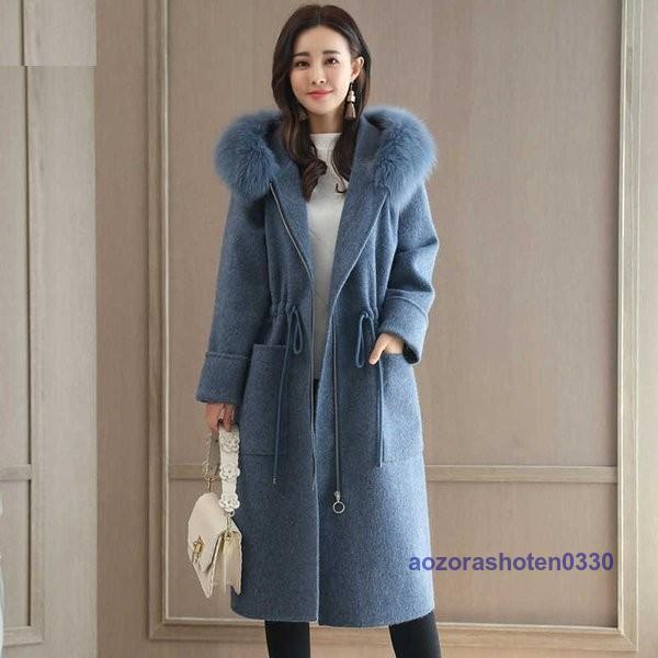 コート レディース ロングコート フード付き ファー付き フェイクファー オーバーコート トレンチ チェスター