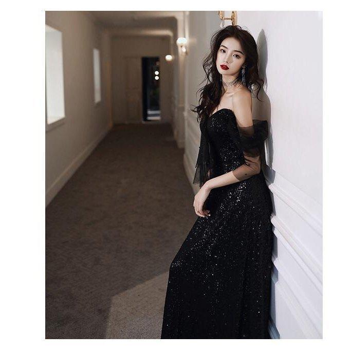 パーティードレス オフショルダー ナイトドレス ロング丈ドレス セクシー ウエディングドレス 演奏会 結婚式 忘年会 二次会 披露宴 ピアノ イベント