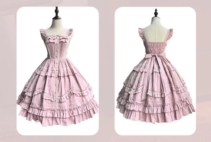 ロリータ フリル レース ジャンパースカート ジャンスカ ワンピース ドレス 華やか お花 かわいい 萌え ゆめかわいい クラシカル ロリータ クラロリ 甘ロリ ロリータファッション レディース 衣装