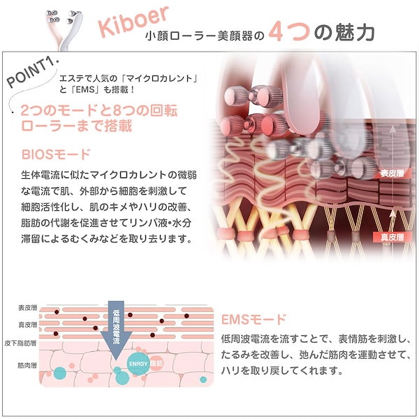 Qoo10] Kiboer 美顔ローラー Y字型 美容ローラー EM