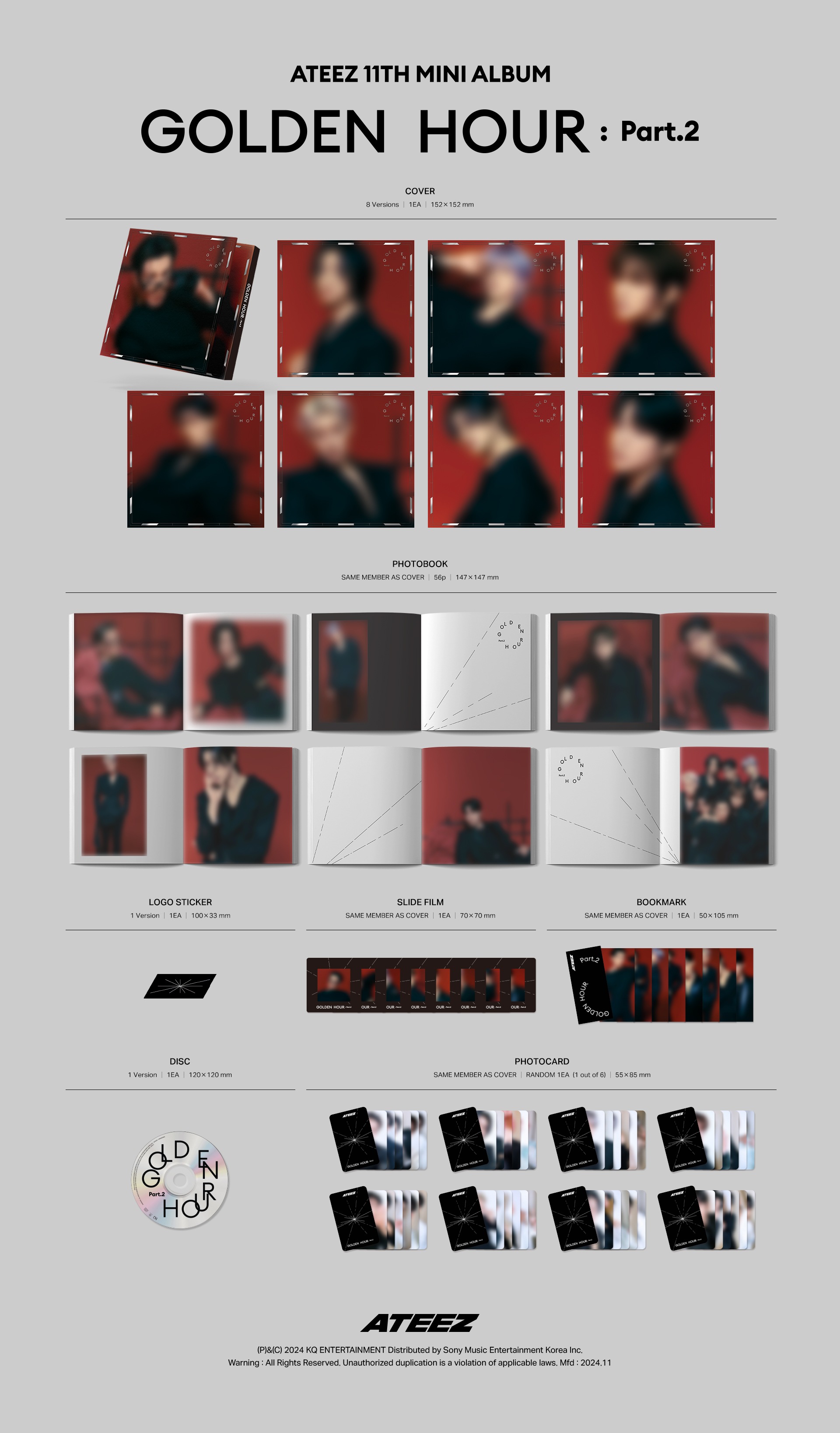 [SET] ATEEZ - GOLDEN HOUR : Part.2 (Digipack Ver.) + Free Gift