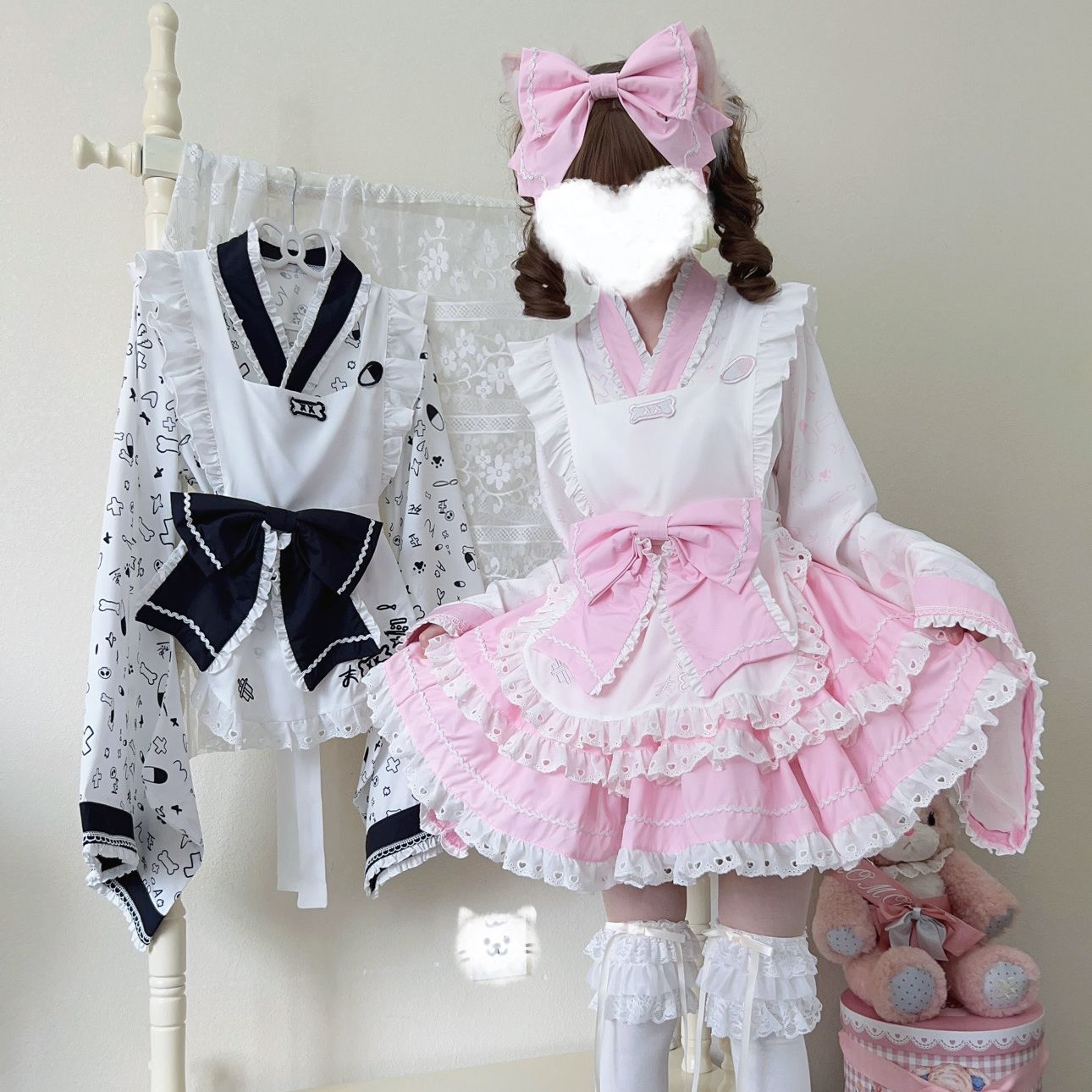 今年人気発中ロリータ 二次元 学院祭用 人气 新作ロリータ オリジナルデザインロリータ洋装かわいい和風メイド服4点セットワンピース花嫁 茶会