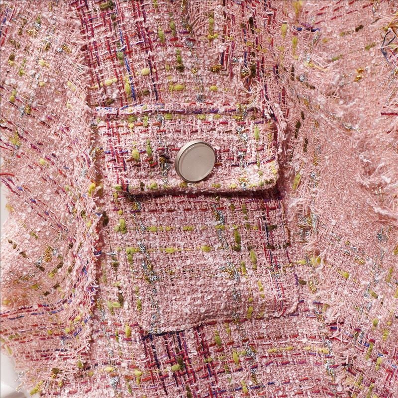 レディース ベスト ツイードベスト ミドル丈 ノーカラー ポケット フラットボタン フリンジ レディース ベスト ツイードベスト ミドル丈 ノーカラー ポケット フラットボタン フリンジ