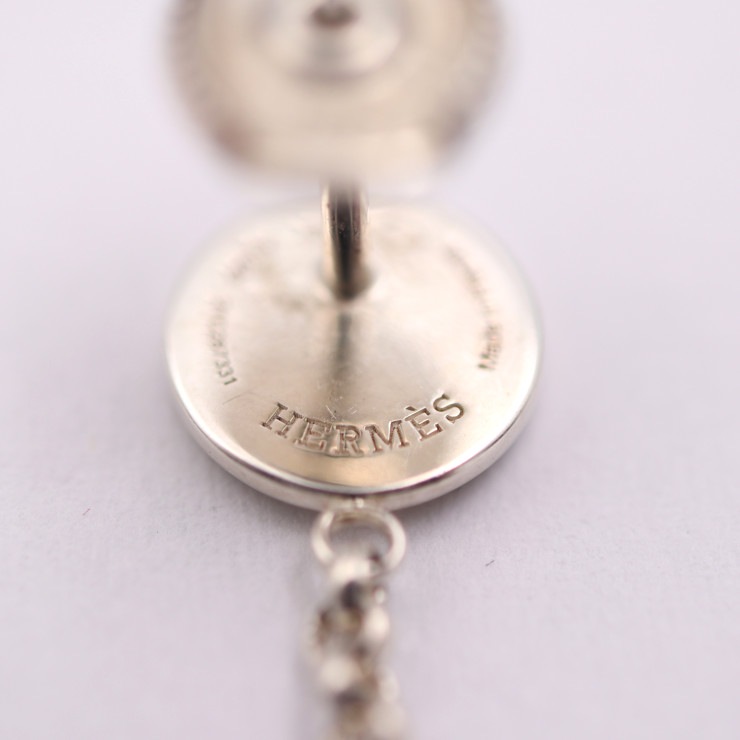 美品 HERMES エルメス ピアス - フープ ピアス エクスリブリス シルバー925 K18ピンクゴールド シルバー ピンクゴールド Ag925×Au750 SV925 K18PG 本物保証 中古