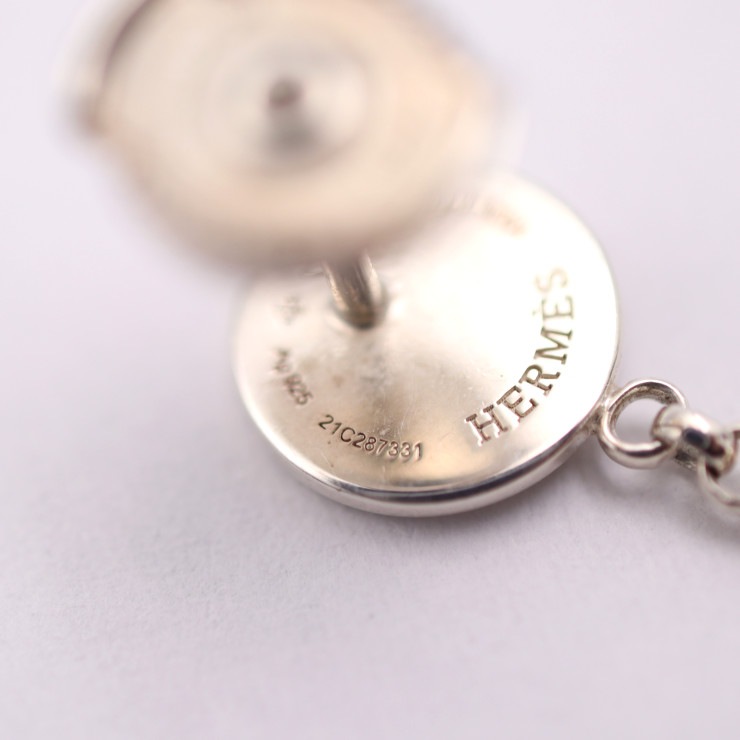 美品 HERMES エルメス ピアス - フープ ピアス エクスリブリス シルバー925 K18ピンクゴールド シルバー ピンクゴールド Ag925×Au750 SV925 K18PG 本物保証 中古