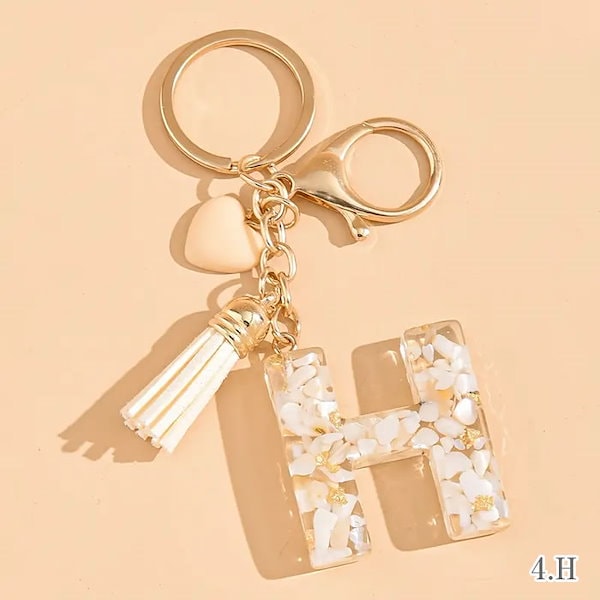 Qoo10] カービーズ イニシャル バッグチャーム シェル キー