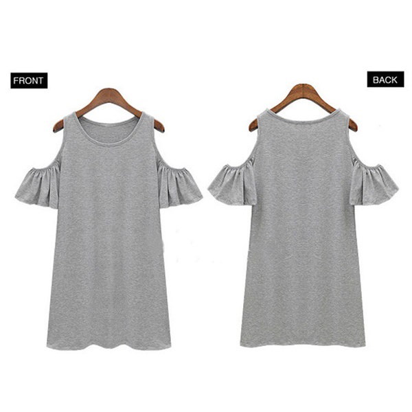 セクシーな女性カジュアルルーズオフショルダーロングブラウストップスシャツミニドレスTシャツ セクシーな女性カジュアルルーズオフショルダーロングブラウストップスシャツミニドレスTシャツ