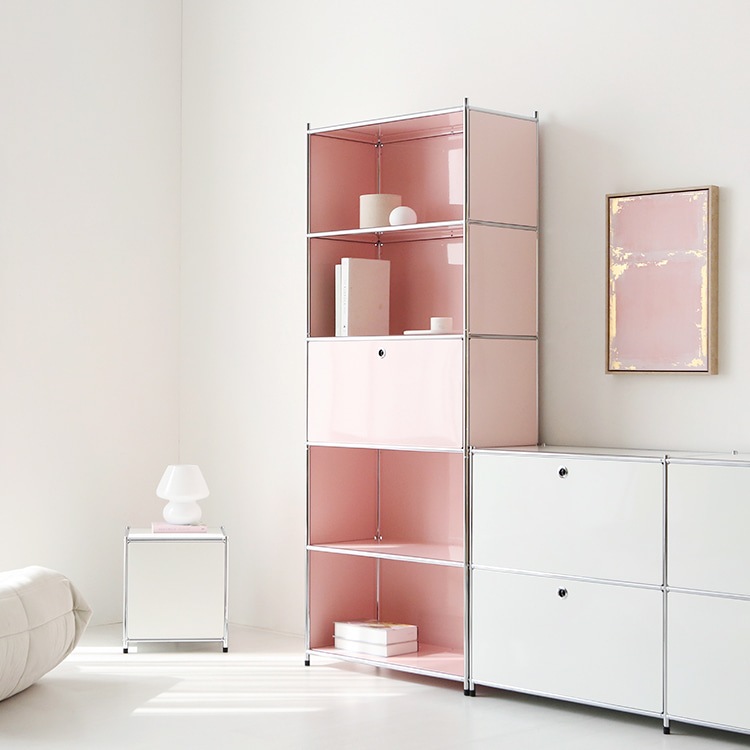 SIMPLIE 5段 収納棚 1扉付き 5色(ホワイト/ブラック/ピンク/イエロー/ベージュ) モジュールタイプ BC261