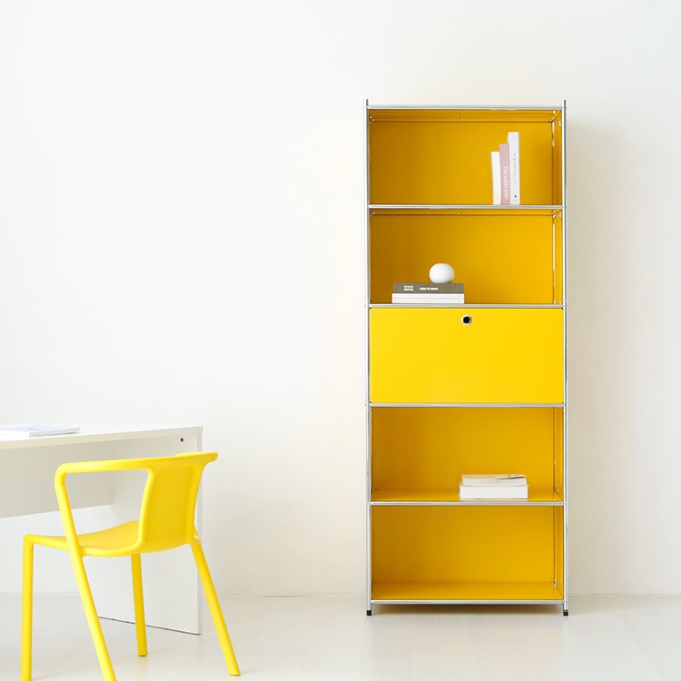 SIMPLIE 5段 収納棚 1扉付き 5色(ホワイト/ブラック/ピンク/イエロー/ベージュ) モジュールタイプ BC261