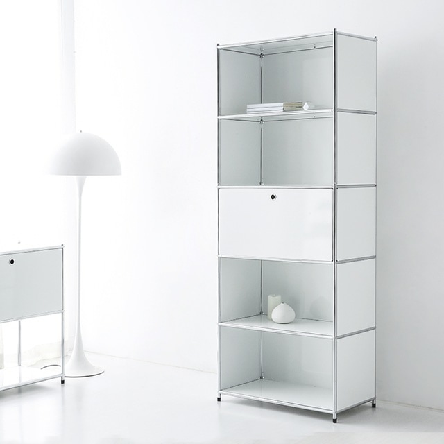 SIMPLIE 5段 収納棚 1扉付き 5色(ホワイト/ブラック/ピンク/イエロー/ベージュ) モジュールタイプ BC261