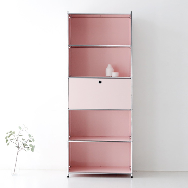 SIMPLIE 5段 収納棚 1扉付き 5色(ホワイト/ブラック/ピンク/イエロー/ベージュ) モジュールタイプ BC261