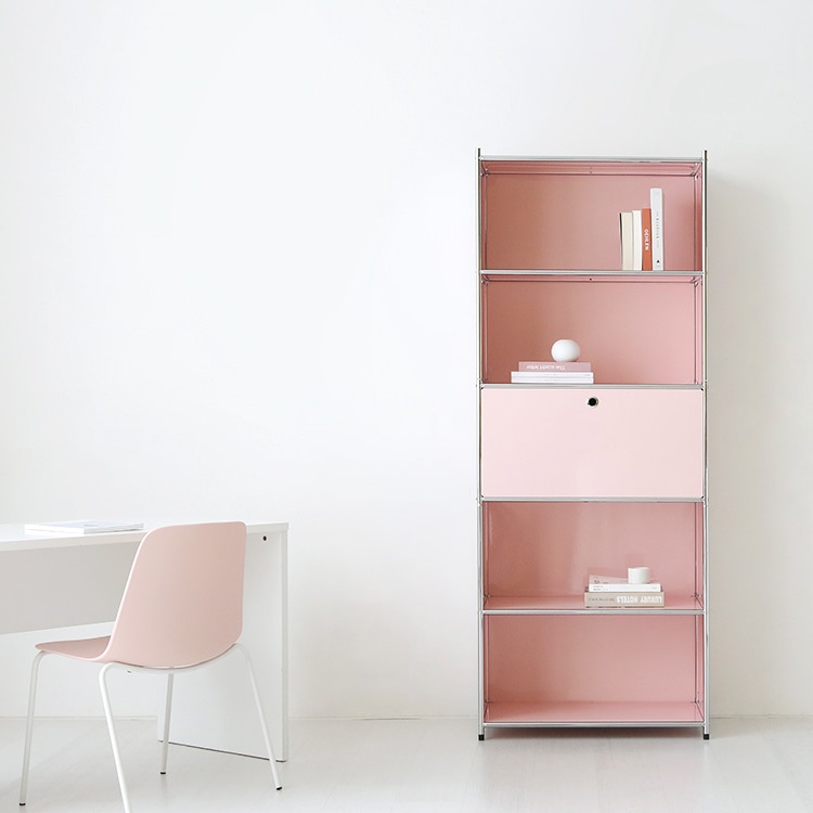SIMPLIE 5段 収納棚 1扉付き 5色(ホワイト/ブラック/ピンク/イエロー/ベージュ) モジュールタイプ BC261
