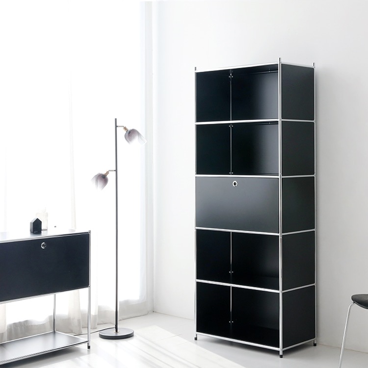 SIMPLIE 5段 収納棚 1扉付き 5色(ホワイト/ブラック/ピンク/イエロー/ベージュ) モジュールタイプ BC261