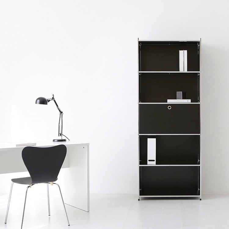 SIMPLIE 5段 収納棚 1扉付き 5色(ホワイト/ブラック/ピンク/イエロー/ベージュ) モジュールタイプ BC261