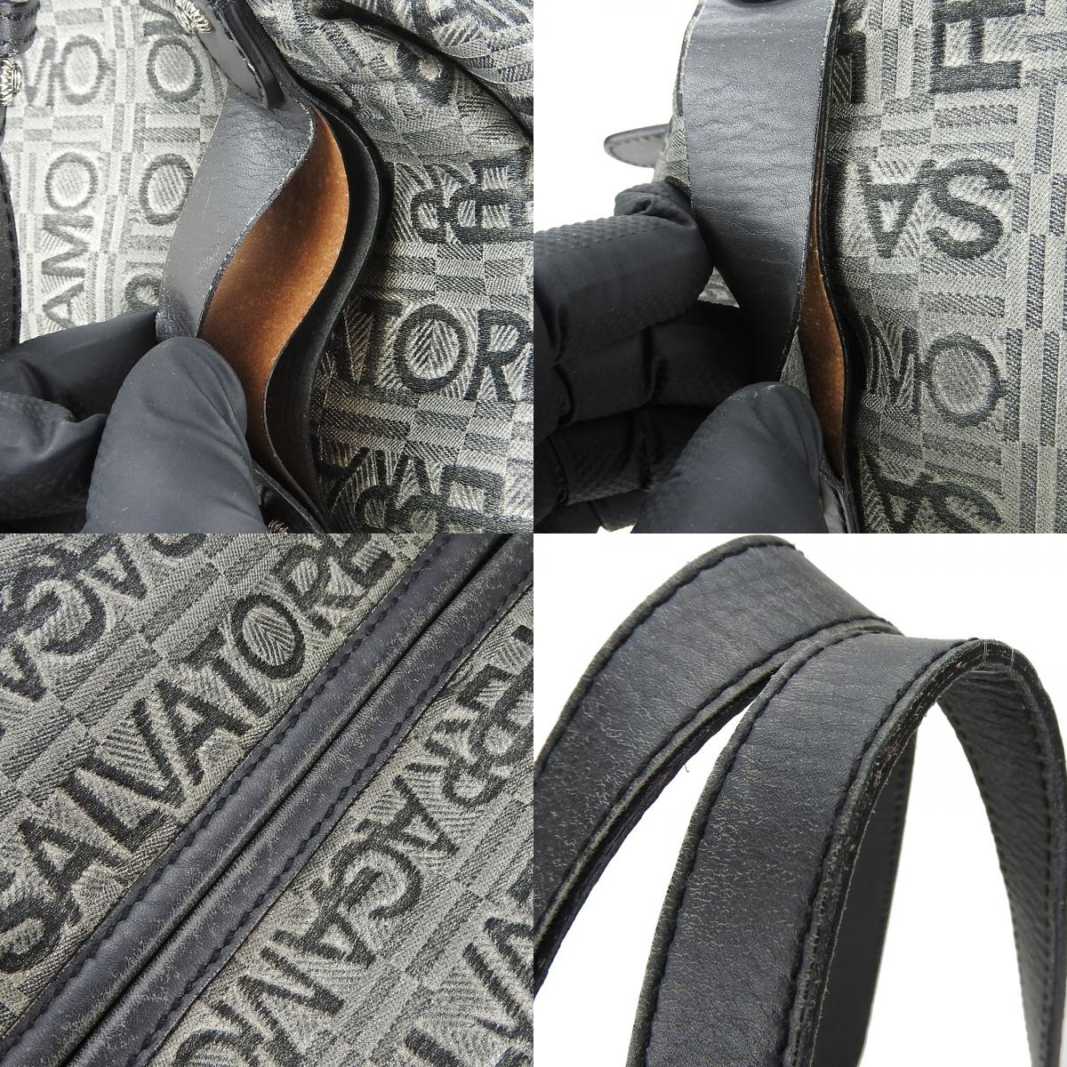 中古 トートバッグ GD-21A345 キャンバス レザー グレー シルバー金具 総柄 カジュアル レディース 女性 中古 トートバッグ GD-21A345 キャンバス レザー グレー シルバー金具 総柄 カジュアル レディース 女性