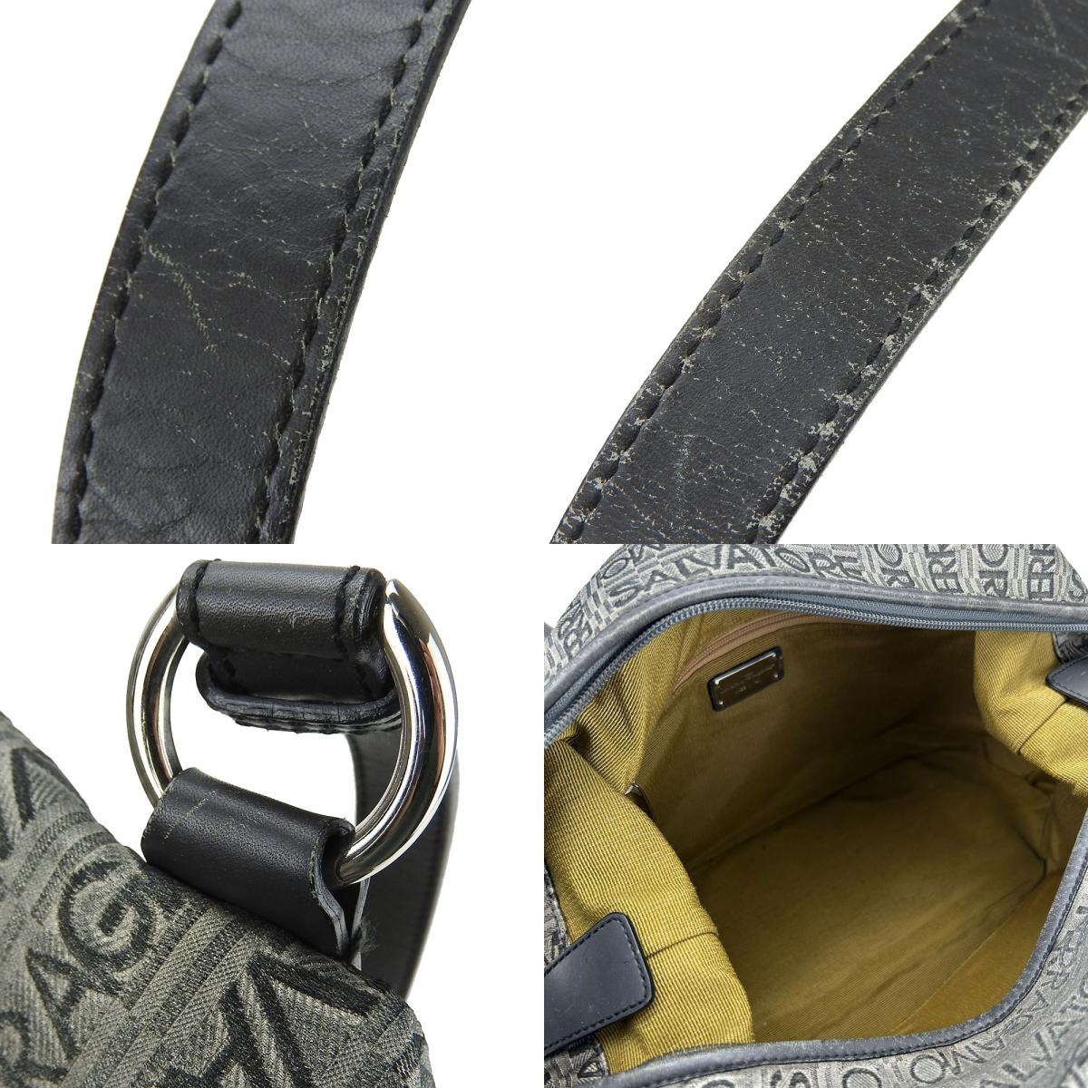 中古 トートバッグ GD-21A345 キャンバス レザー グレー シルバー金具 総柄 カジュアル レディース 女性 中古 トートバッグ GD-21A345 キャンバス レザー グレー シルバー金具 総柄 カジュアル レディース 女性