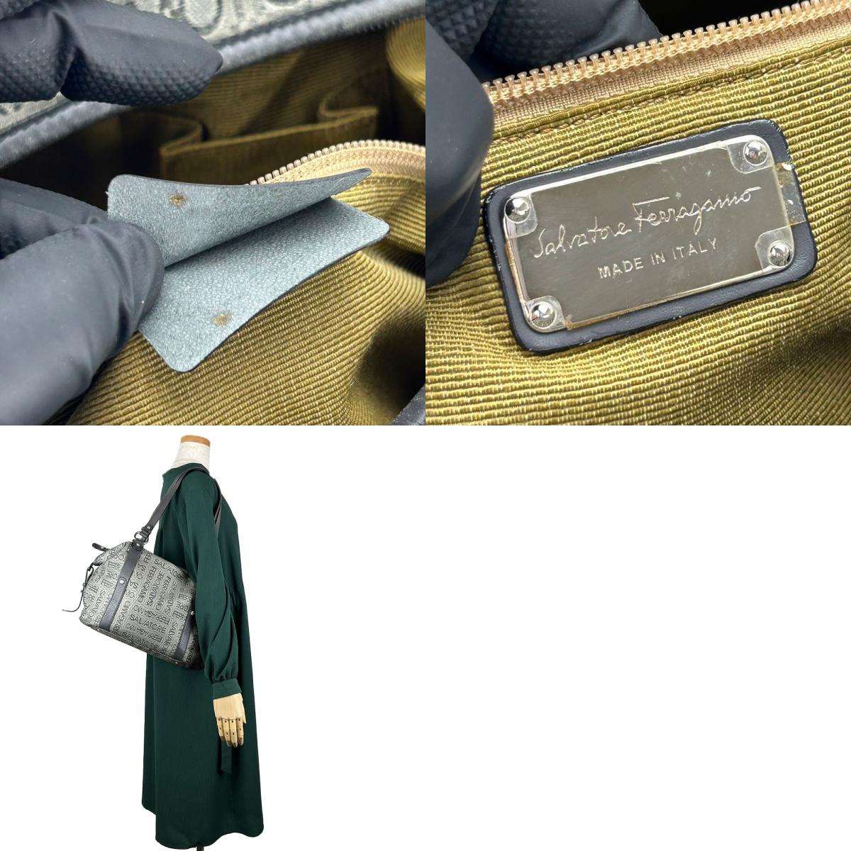 中古 トートバッグ GD-21A345 キャンバス レザー グレー シルバー金具 総柄 カジュアル レディース 女性 中古 トートバッグ GD-21A345 キャンバス レザー グレー シルバー金具 総柄 カジュアル レディース 女性