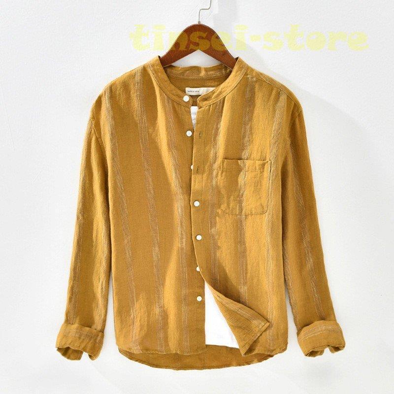 新モデル発売 リネンシャツ メンズ 長袖 ストライプ バンドカラー 胸ポケット トップス カジュアルシャツ 夏服 麻シャツ 利用可能なポイント 新モデル発売 リネンシャツ メンズ 長袖 ストライプ バンドカラー 胸ポケット トップス カジュアルシャツ 夏服 麻シャツ 利用可能なポイント