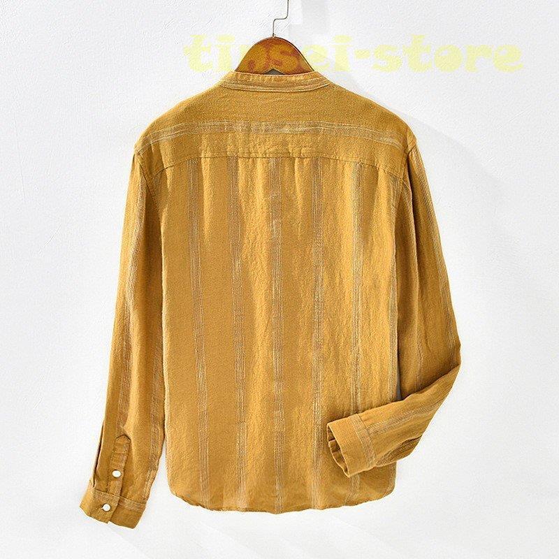 新モデル発売 リネンシャツ メンズ 長袖 ストライプ バンドカラー 胸ポケット トップス カジュアルシャツ 夏服 麻シャツ 利用可能なポイント 新モデル発売 リネンシャツ メンズ 長袖 ストライプ バンドカラー 胸ポケット トップス カジュアルシャツ 夏服 麻シャツ 利用可能なポイント