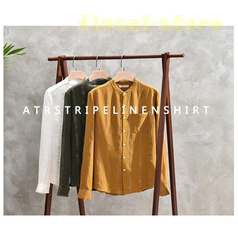 新モデル発売 リネンシャツ メンズ 長袖 ストライプ バンドカラー 胸ポケット トップス カジュアルシャツ 夏服 麻シャツ 利用可能なポイント 新モデル発売 リネンシャツ メンズ 長袖 ストライプ バンドカラー 胸ポケット トップス カジュアルシャツ 夏服 麻シャツ 利用可能なポイント