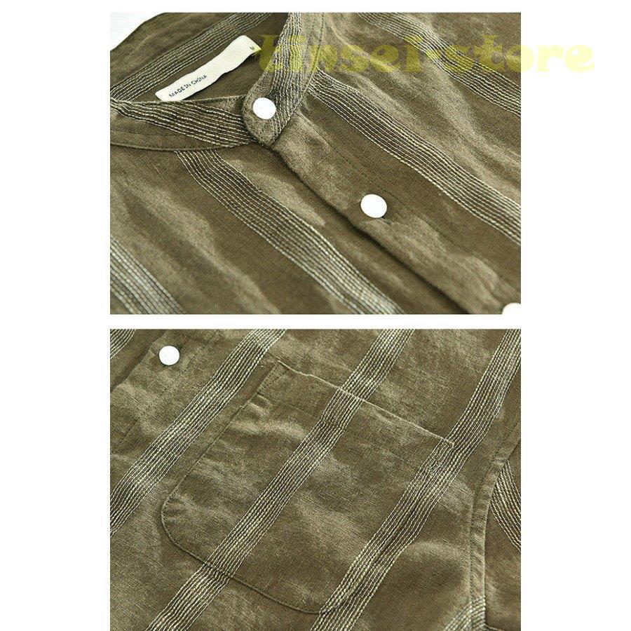新モデル発売 リネンシャツ メンズ 長袖 ストライプ バンドカラー 胸ポケット トップス カジュアルシャツ 夏服 麻シャツ 利用可能なポイント 新モデル発売 リネンシャツ メンズ 長袖 ストライプ バンドカラー 胸ポケット トップス カジュアルシャツ 夏服 麻シャツ 利用可能なポイント