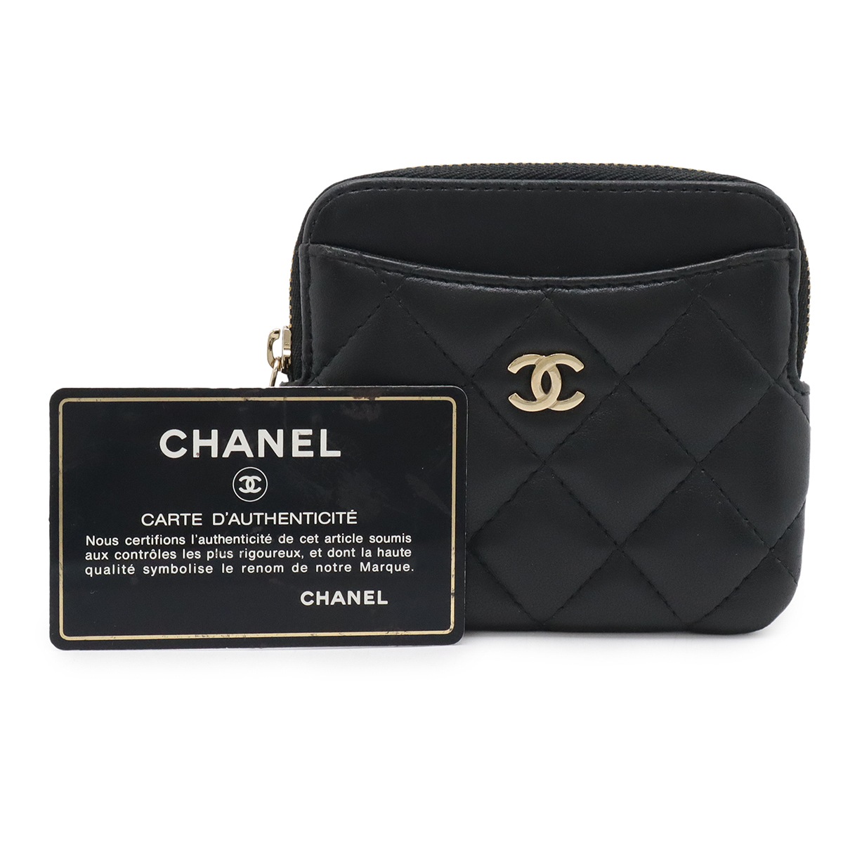 マトラッセ ココマーク コインケース 小銭入れ コインパース ラムスキン レザー ブラック 黒 ゴールド金 マトラッセ ココマーク コインケース 小銭入れ コインパース ラムスキン レザー ブラック 黒 ゴールド金