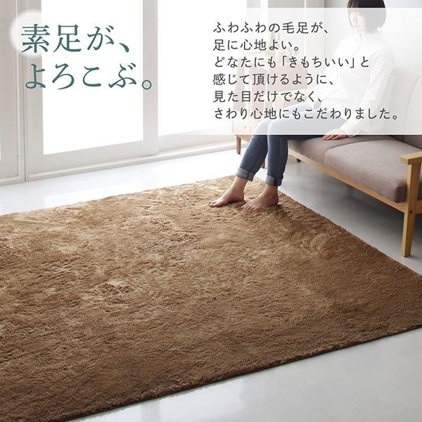 シャギーラグ 約3畳 200×300cm おしゃれ ホットカーペット・床暖房 洗濯機で洗える すべり止め付き ラグマット
